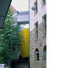 Lichte Stelle, Bremen, 1992, gelbe Schaltafeln, grünes Gerüstnetz, Stahlprofile; 4,3 x 7,5 x 4,3 m